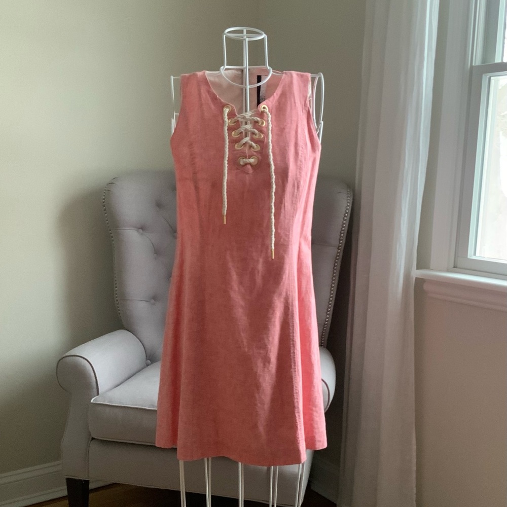 Kenzie Pink A-Line Mini Dress Sleeveless Crew Neck for Casual Wear